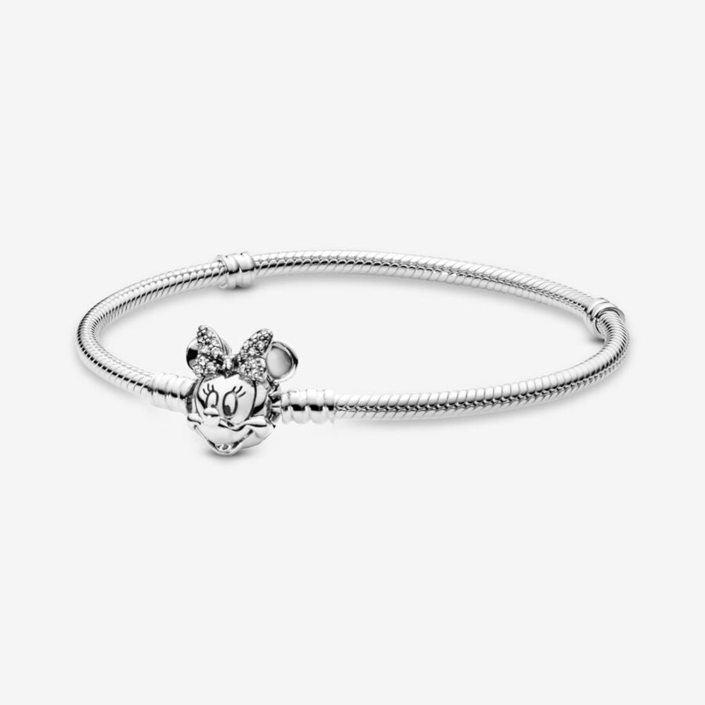 NEW Disney Minnie Mouse Clasp Snake Chain Charm Bracelet 7.5”